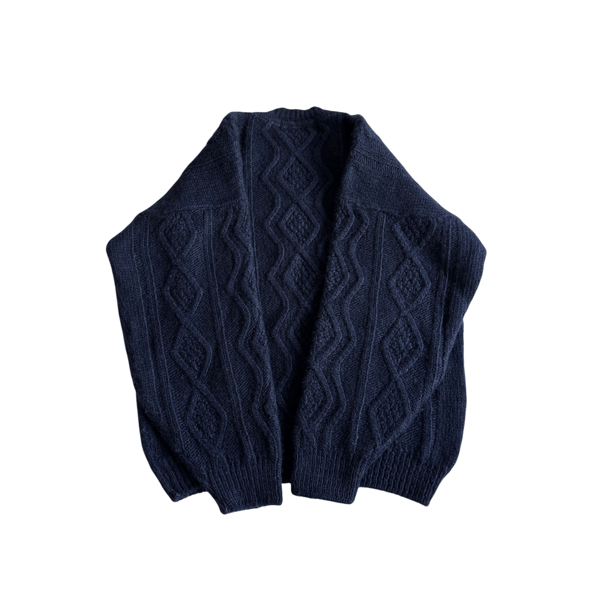 🧶 Pulover Vintage Bărbați Fisherman Navy din Lână Virgină – L - anbracaminte