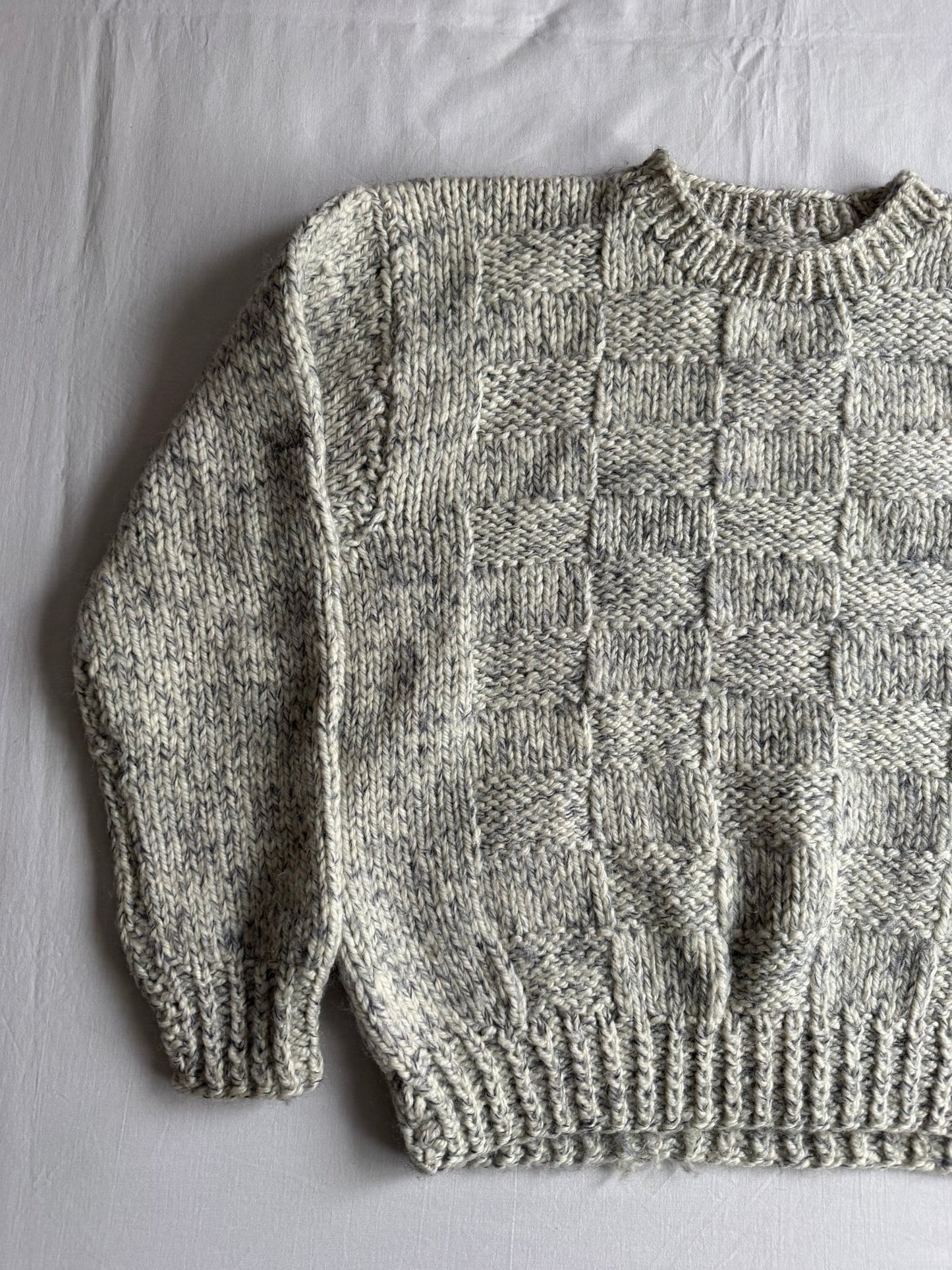 🧶 Pulover Vintage Bărbați Gri Texturat din Lână – Aprox. M/L - anbracaminte