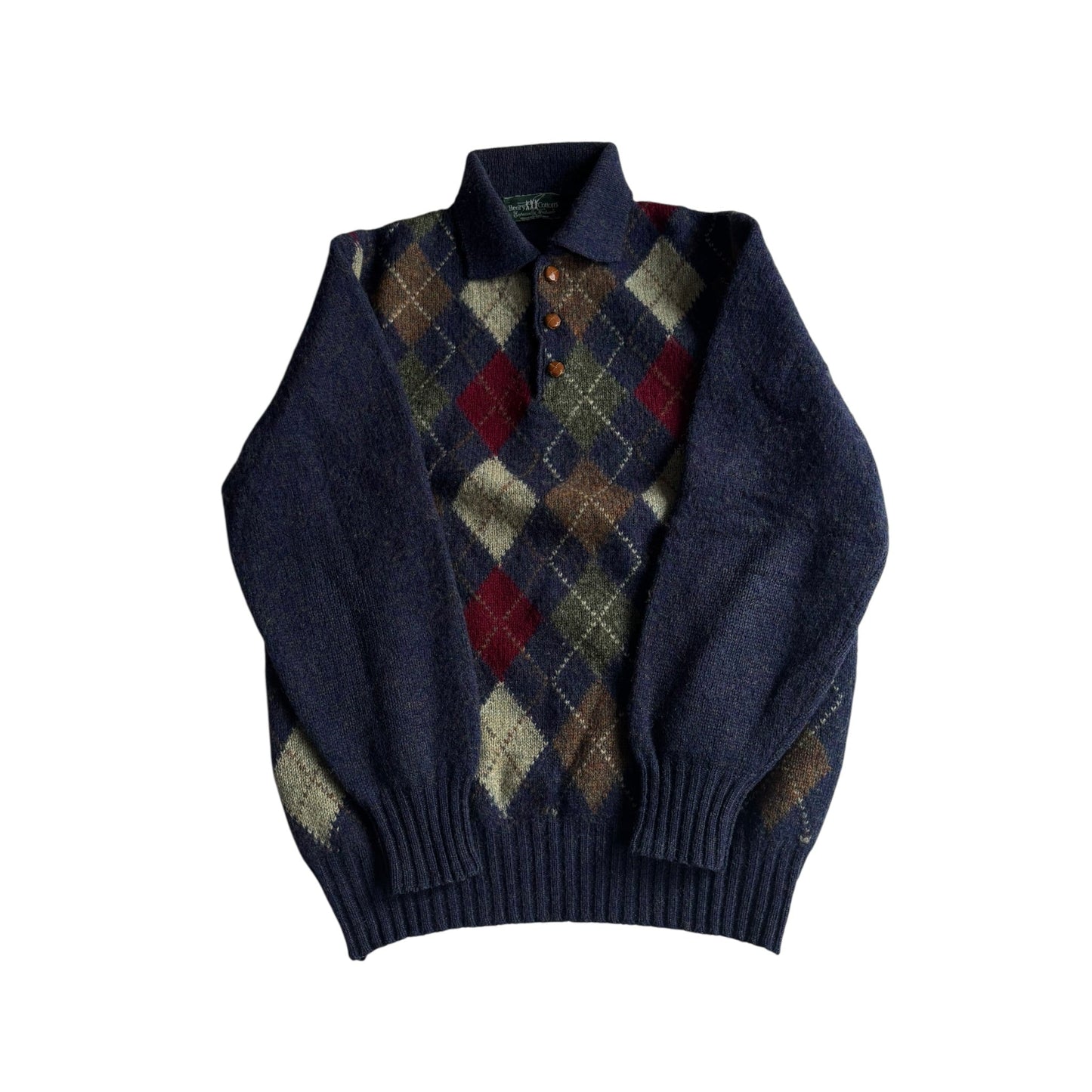 🧶 Pulover Vintage Bărbați Henry Cotton’s cu Model Argyle și Guler Polo – M - anbracaminte