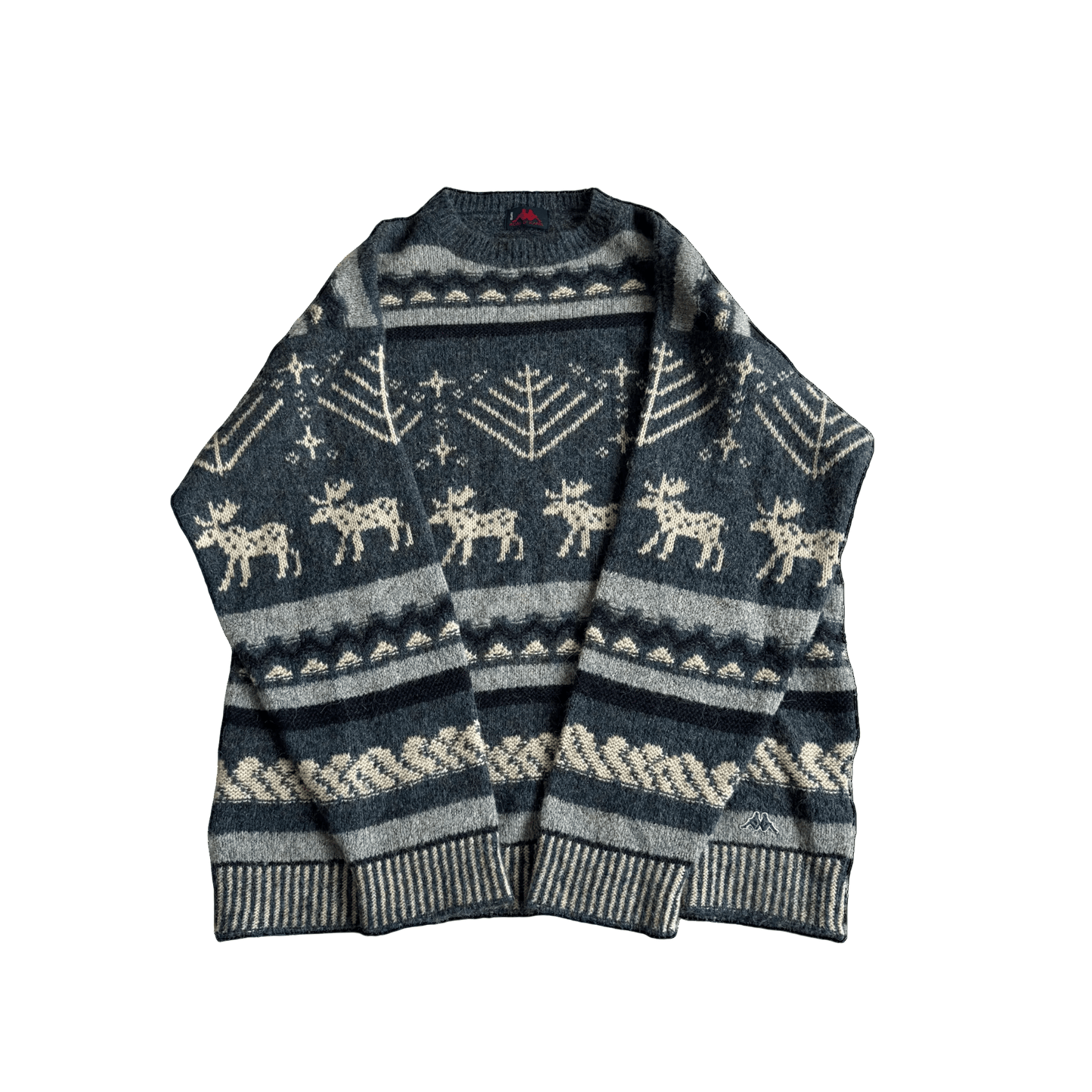 🧶 Pulover Vintage Bărbați Kappa Navy cu Model Etnic din Lână, Alpaca și Acril – L - anbracaminte