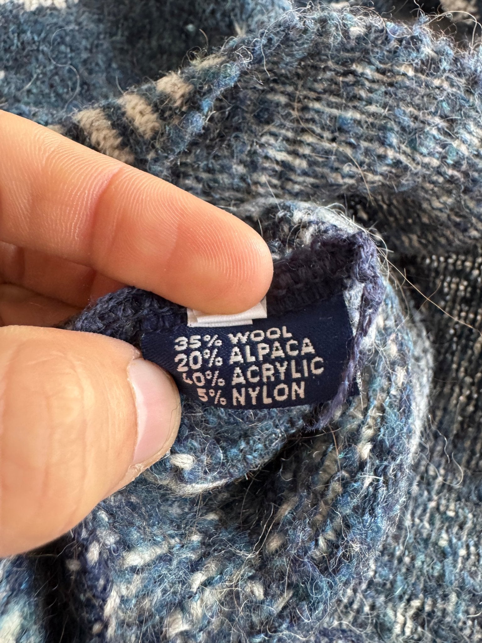🧶 Pulover Vintage Bărbați Kappa Navy cu Model Etnic din Lână, Alpaca și Acril – L - anbracaminte