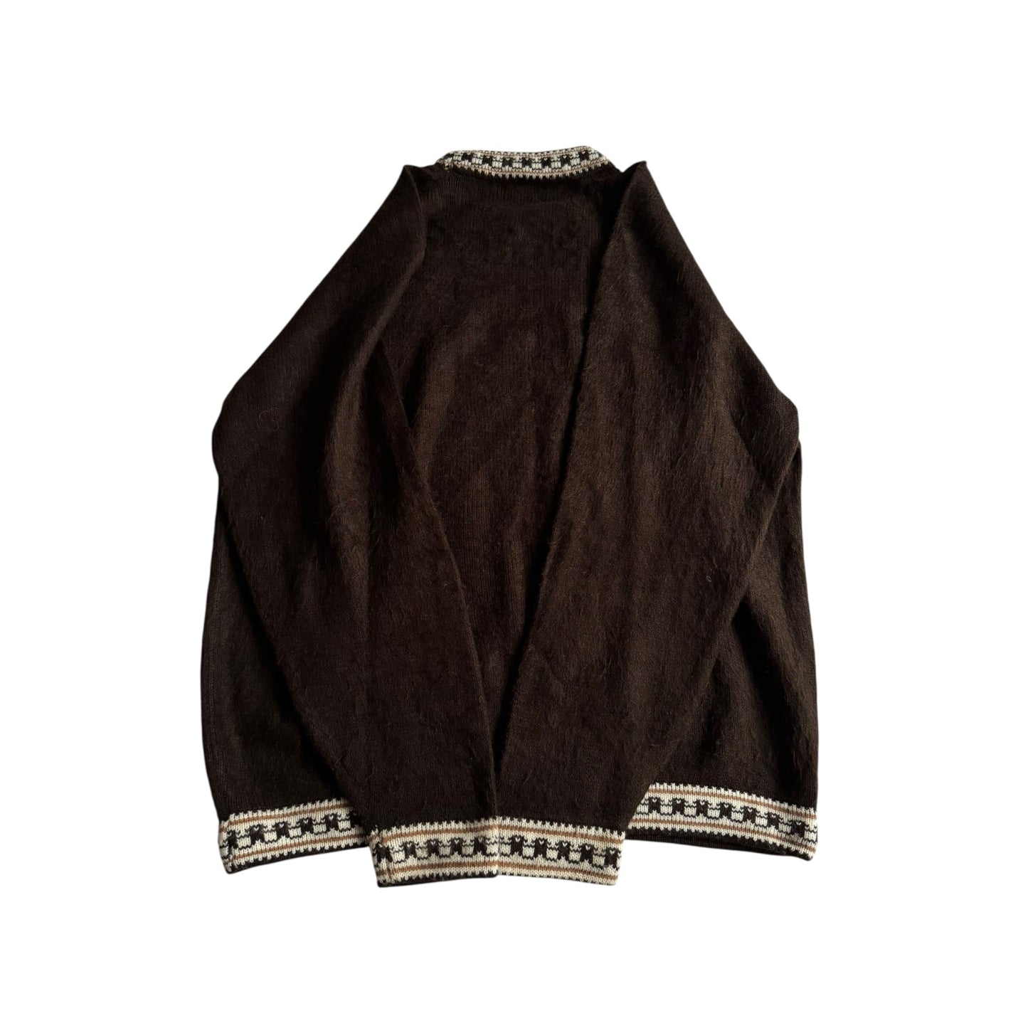 🧶 🦙 Pulover Vintage Bărbați Maro Închis din Alpaca – L - anbracaminte