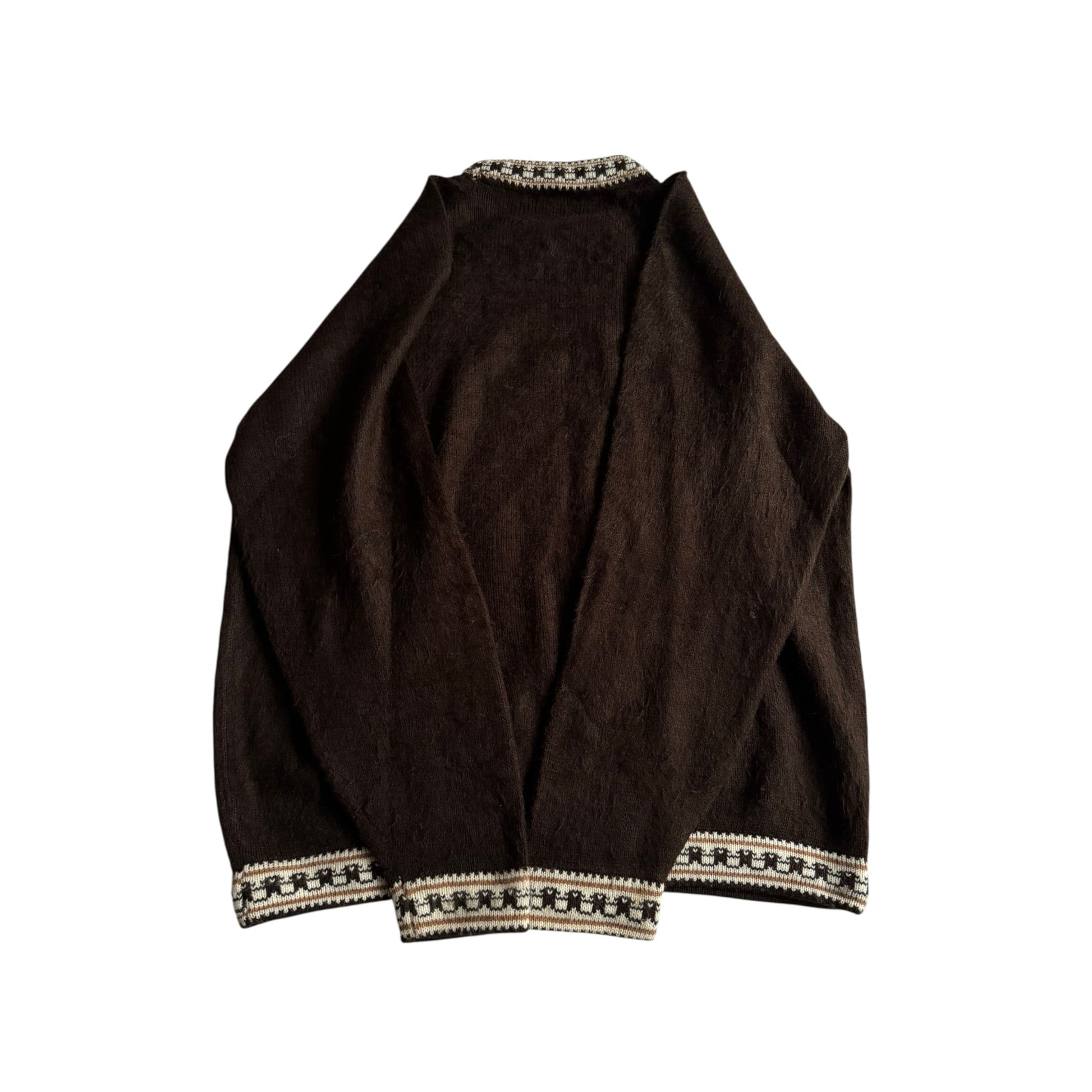 🧶 🦙 Pulover Vintage Bărbați Maro Închis din Alpaca – L - anbracaminte