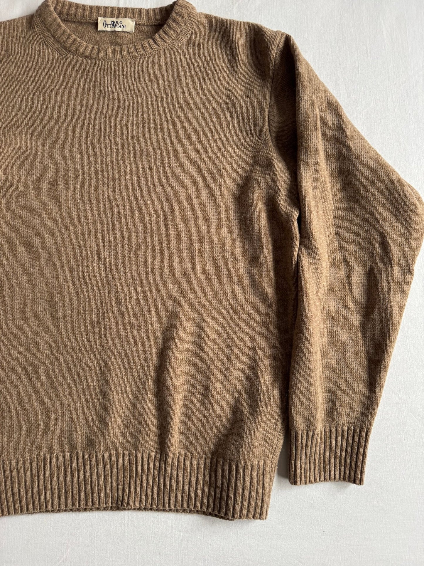 🧶 Pulover Vintage Bărbați Maro Oatmeal din Lambswool – S - anbracaminte