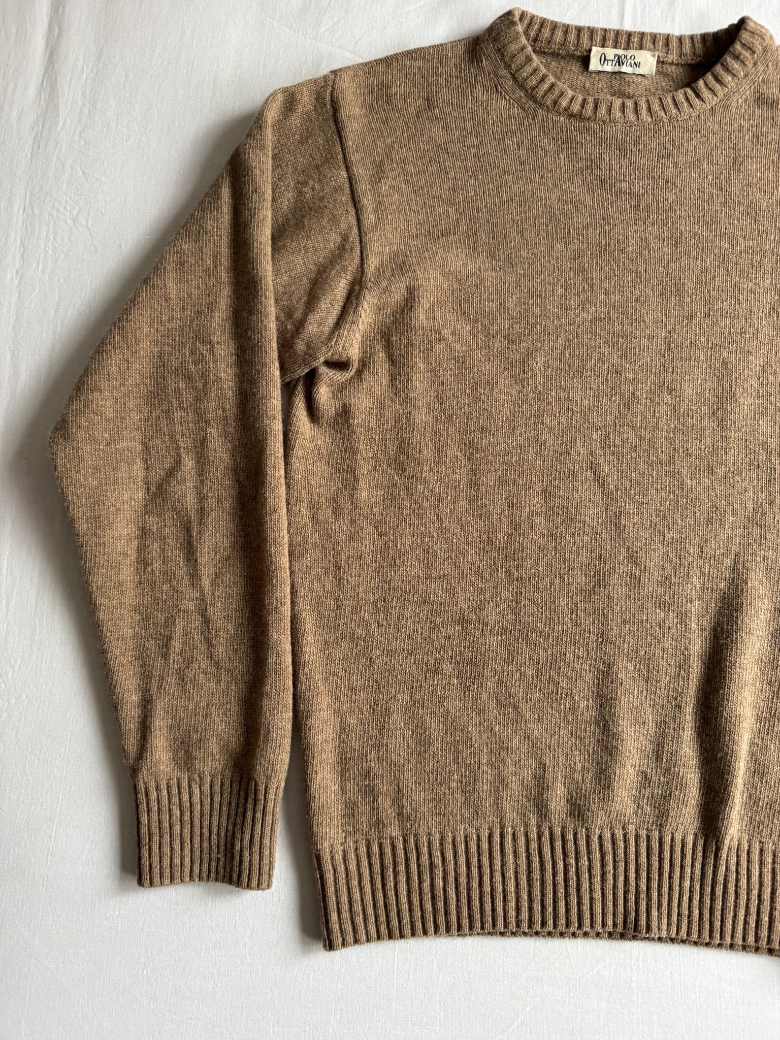 🧶 Pulover Vintage Bărbați Maro Oatmeal din Lambswool – S - anbracaminte