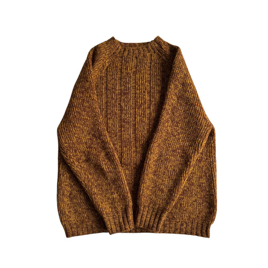 🧶 Pulover Vintage Bărbați Mustard Închis din Lână Virgină – L (50) - anbracaminte