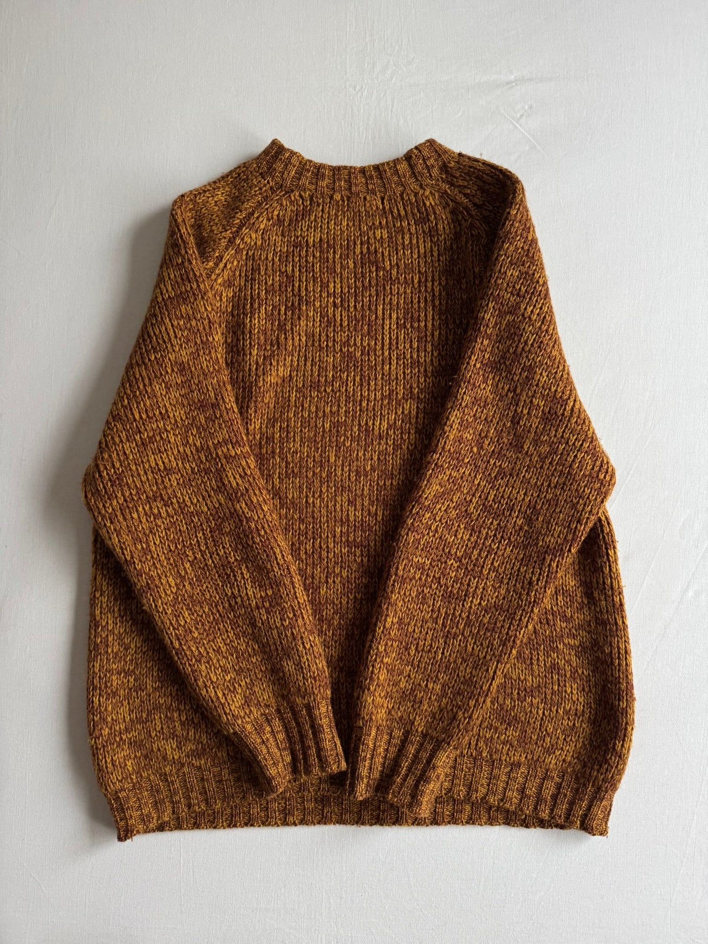 🧶 Pulover Vintage Bărbați Mustard Închis din Lână Virgină – L (50) - anbracaminte