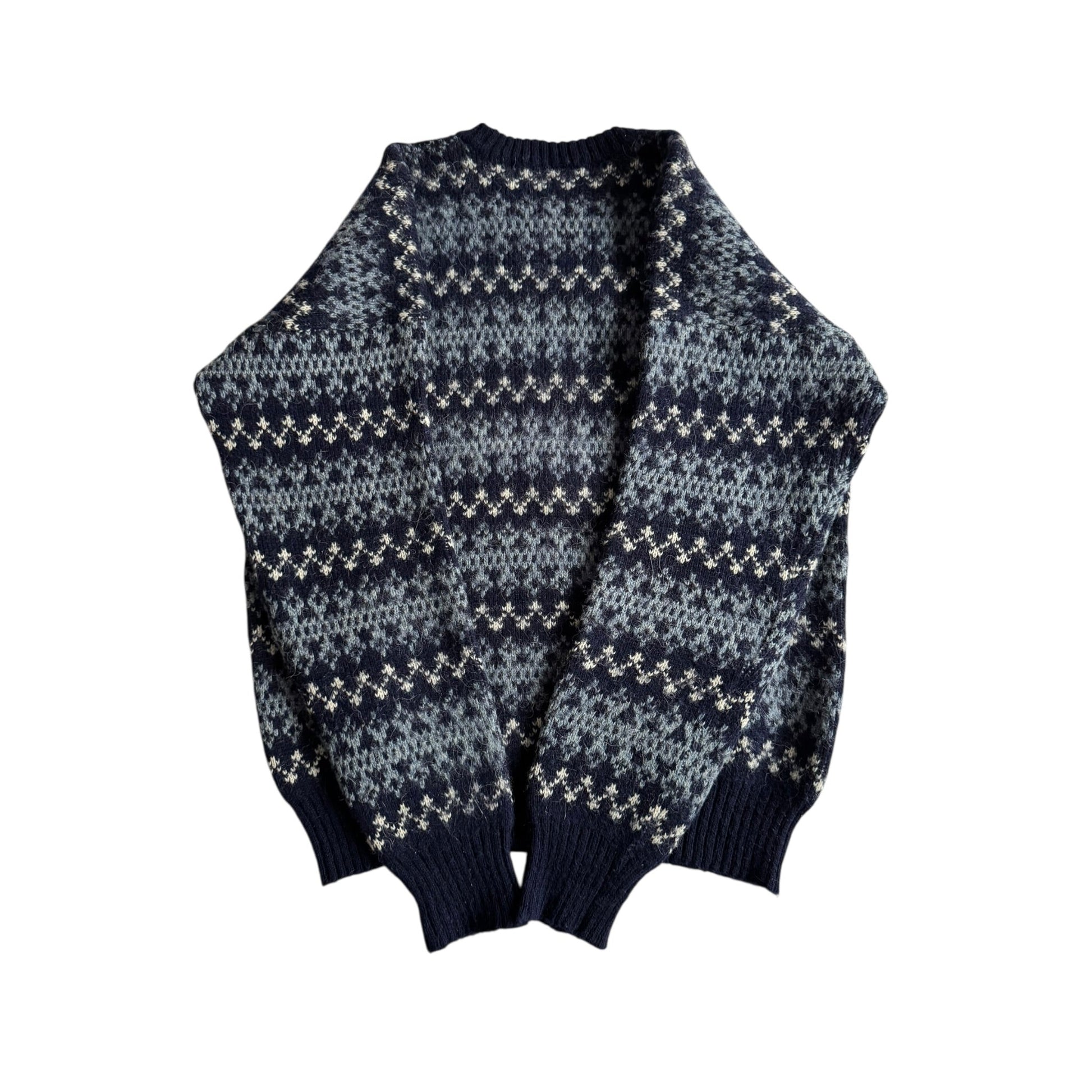 🧶 Pulover Vintage Bărbați Navy cu Model Etnic – 50 (L) - anbracaminte