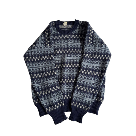 🧶 Pulover Vintage Bărbați Navy cu Model Etnic – 50 (L) - anbracaminte