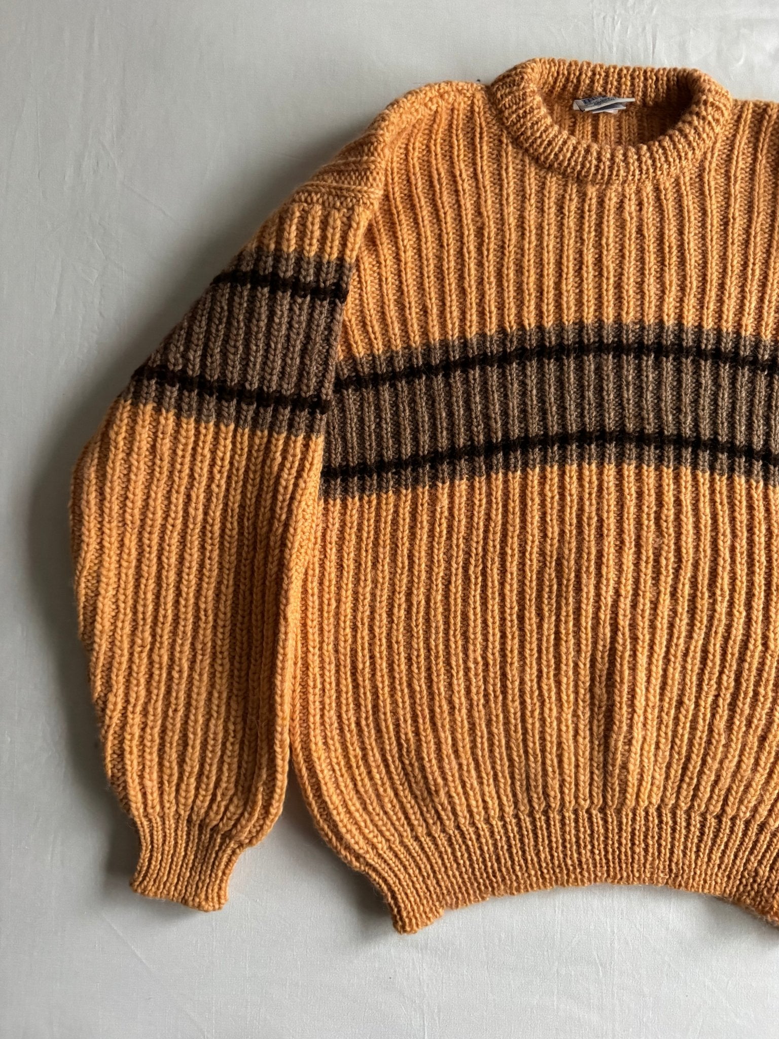 🍊 🧶 Pulover Vintage Bărbați Portocaliu Chunky din Lână și Alpaca – L - anbracaminte