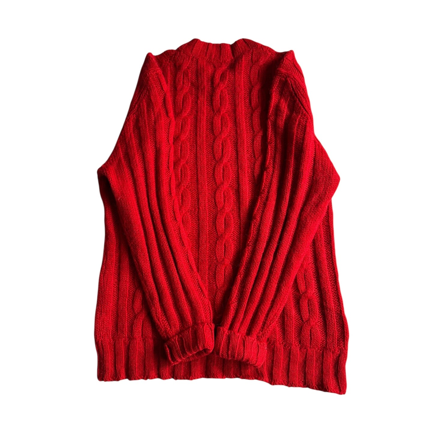 🦙 🧶 Pulover Vintage Bărbați Roșu din Alpaca Cable Knit – M / L - anbracaminte