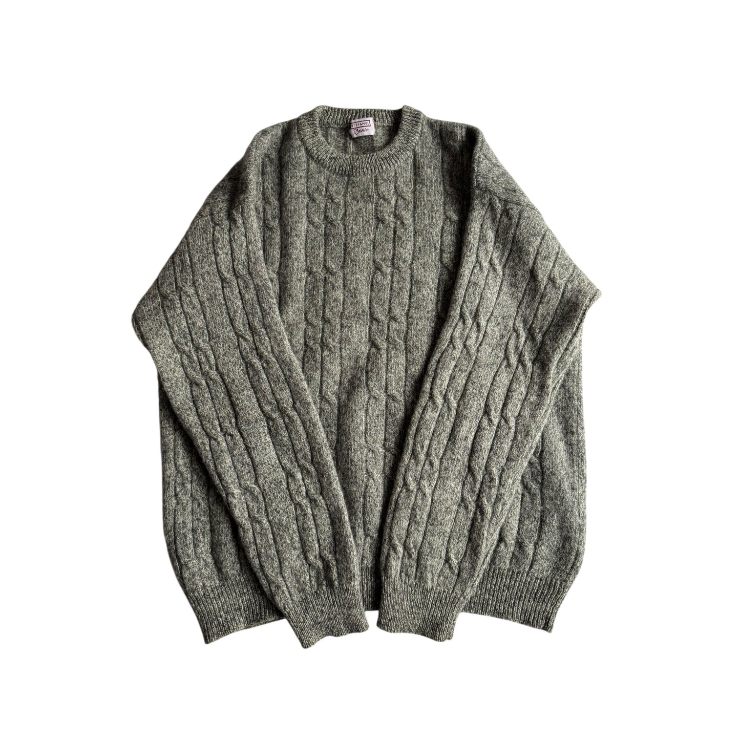 🧶 Pulover Vintage Bărbați Stefanel Gri Cable Knit – L - anbracaminte