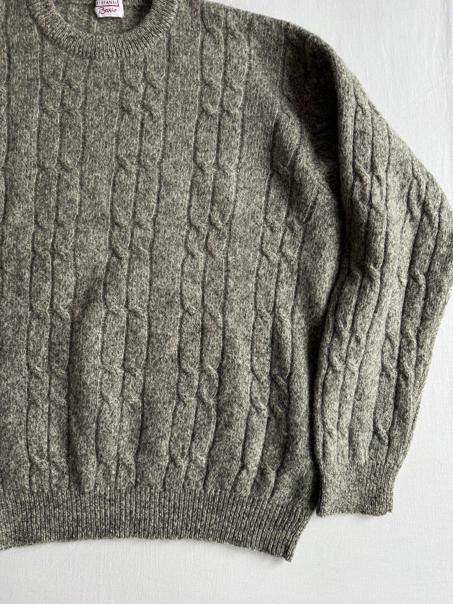 🧶 Pulover Vintage Bărbați Stefanel Gri Cable Knit – L - anbracaminte