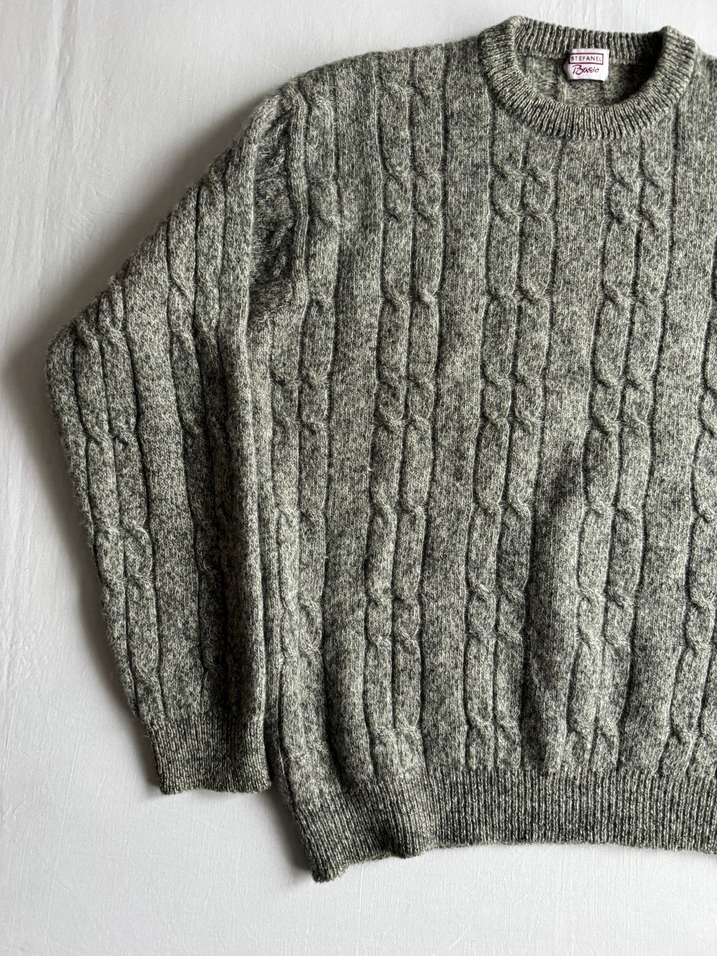 🧶 Pulover Vintage Bărbați Stefanel Gri Cable Knit – L - anbracaminte