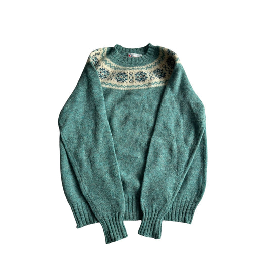 🧶 Pulover Vintage Bărbați Turcoaz cu Model Etnic – S - anbracaminte