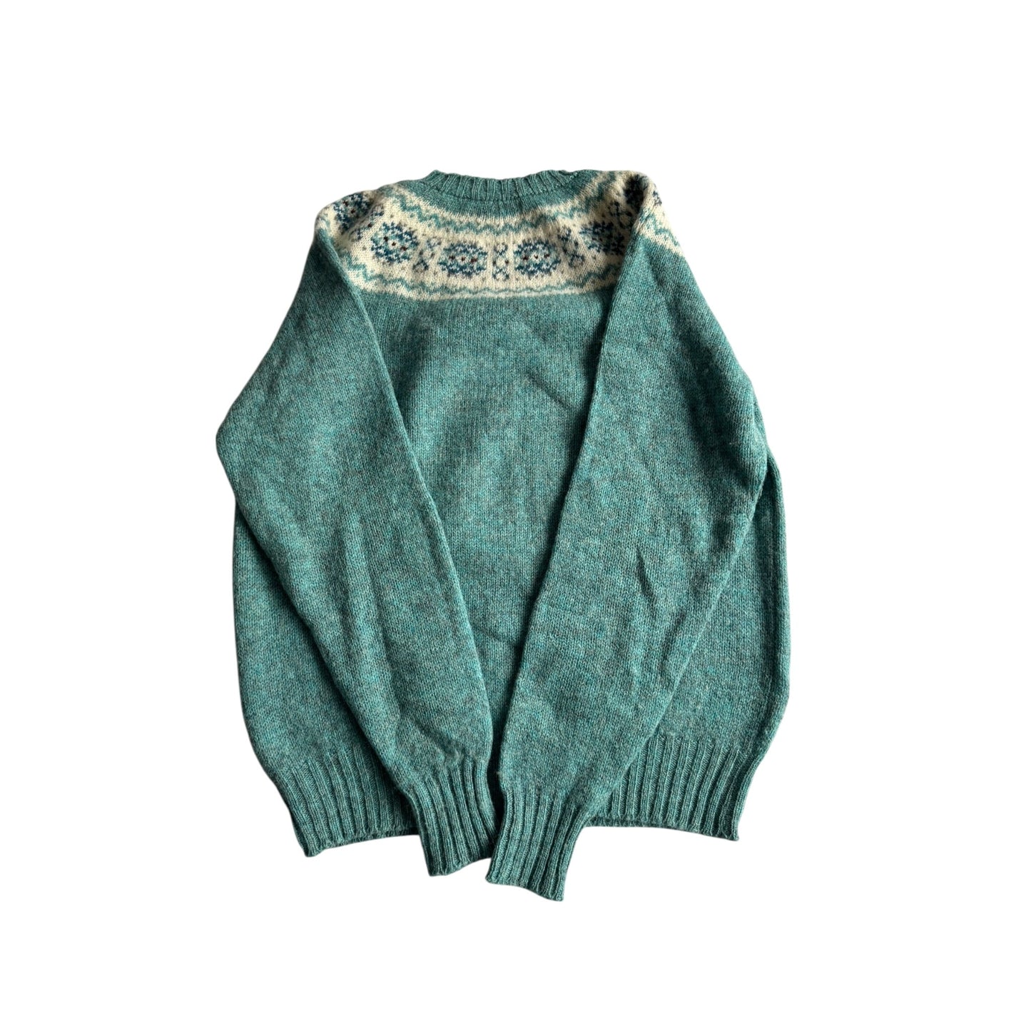 🧶 Pulover Vintage Bărbați Turcoaz cu Model Etnic – S - anbracaminte