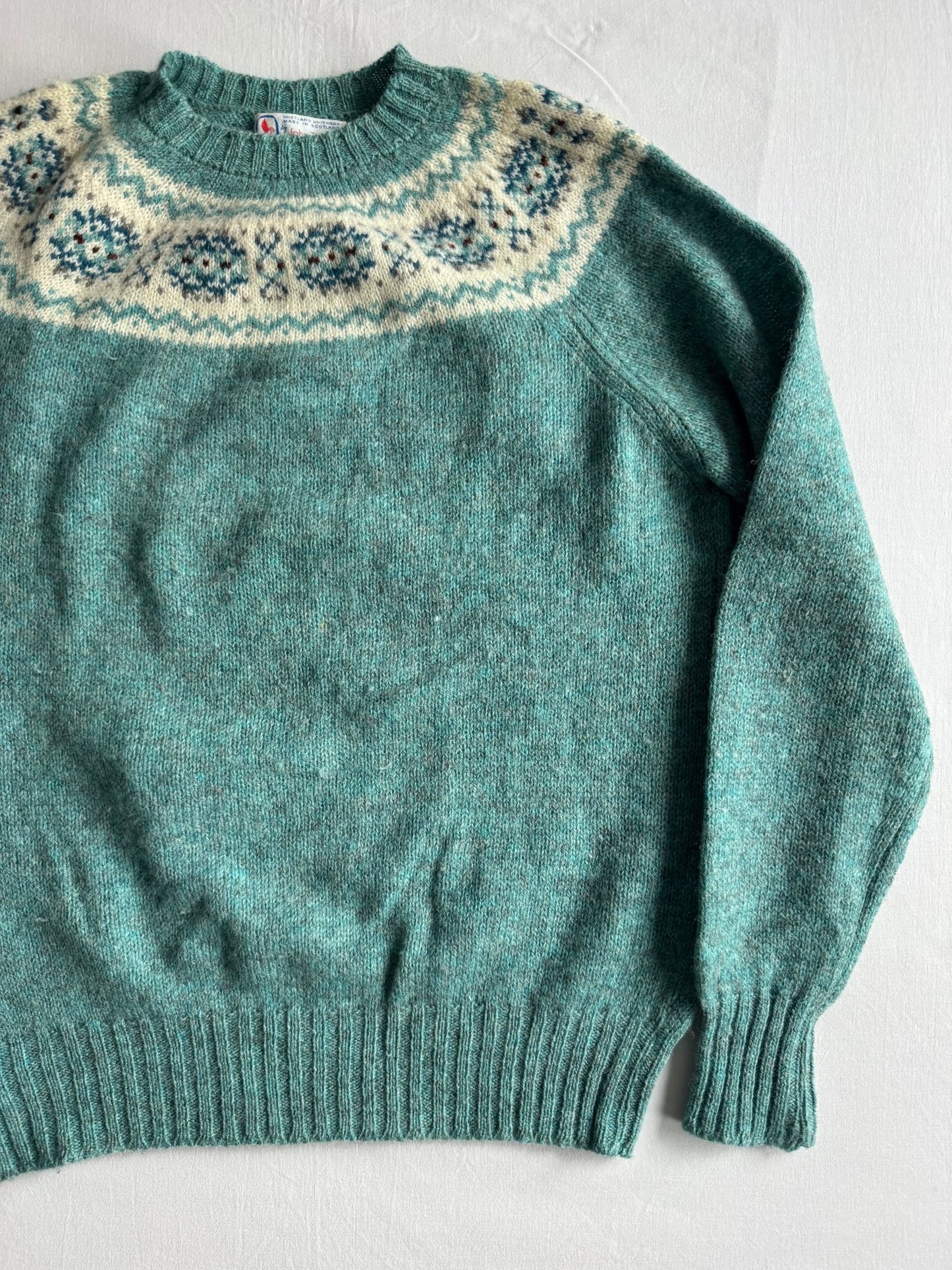 🧶 Pulover Vintage Bărbați Turcoaz cu Model Etnic – S - anbracaminte
