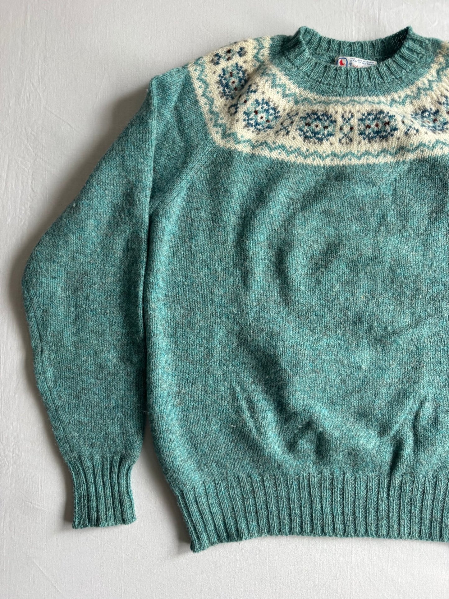 🧶 Pulover Vintage Bărbați Turcoaz cu Model Etnic – S - anbracaminte