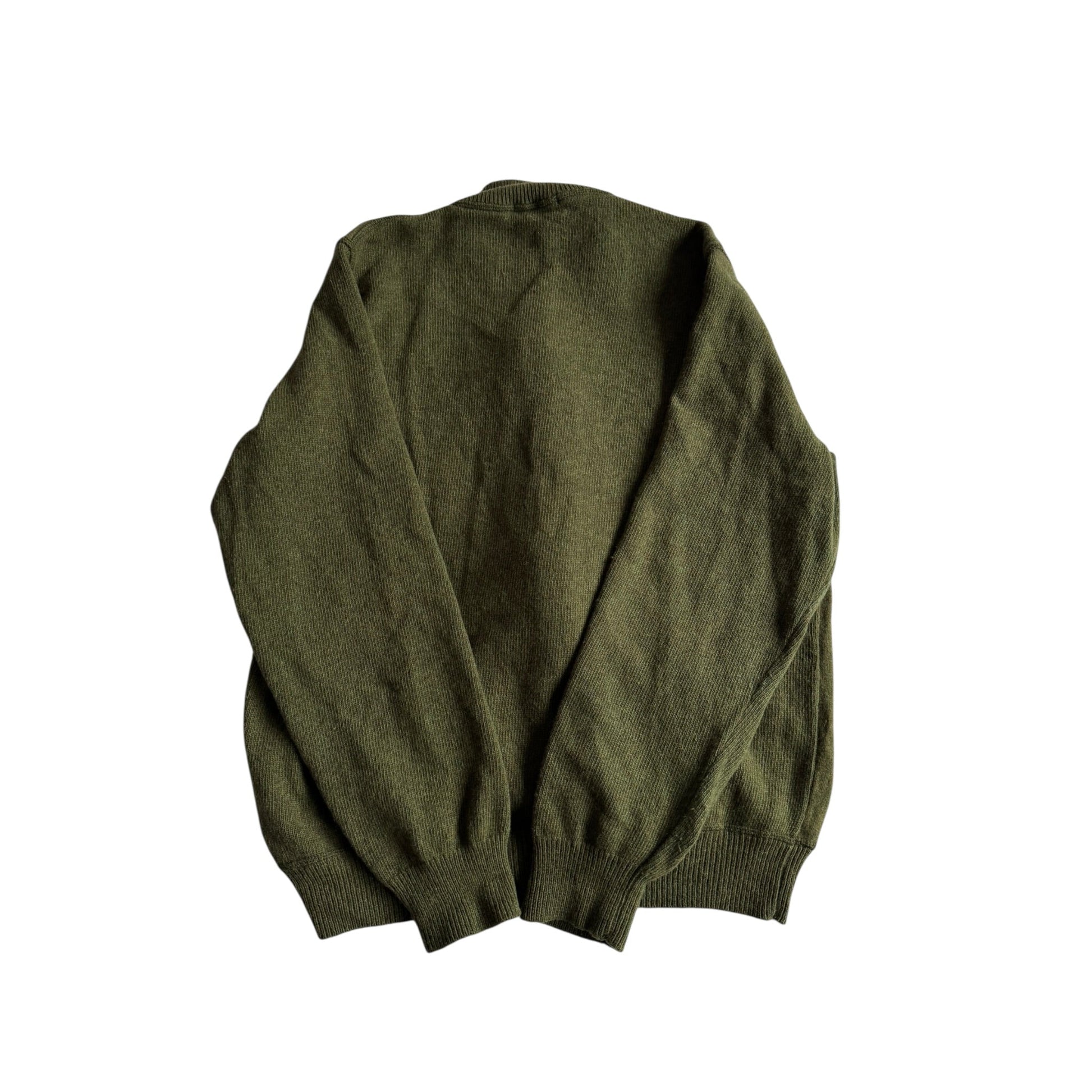 🧶 Pulover Vintage Bărbați Verde din Lambswool cu Fermoar – S - anbracaminte