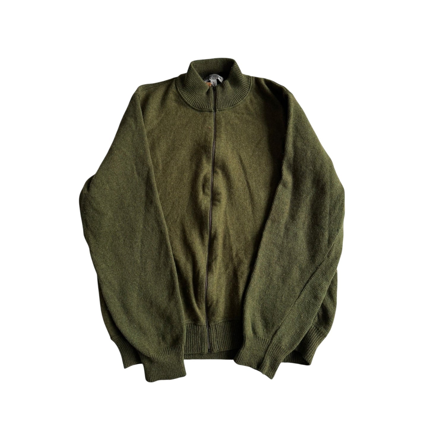 🧶 Pulover Vintage Bărbați Verde din Lambswool cu Fermoar – S - anbracaminte