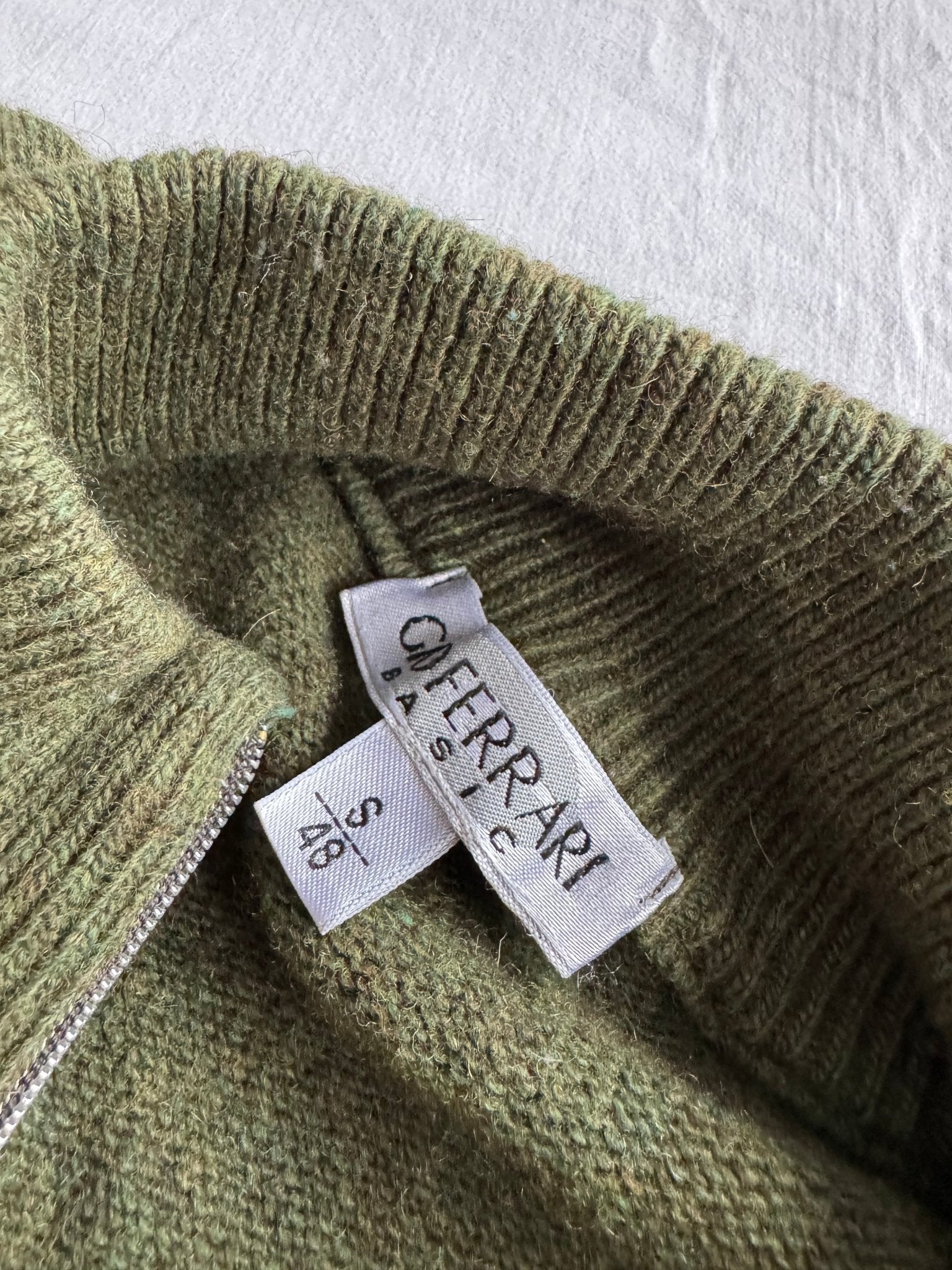 🧶 Pulover Vintage Bărbați Verde din Lambswool cu Fermoar – S - anbracaminte