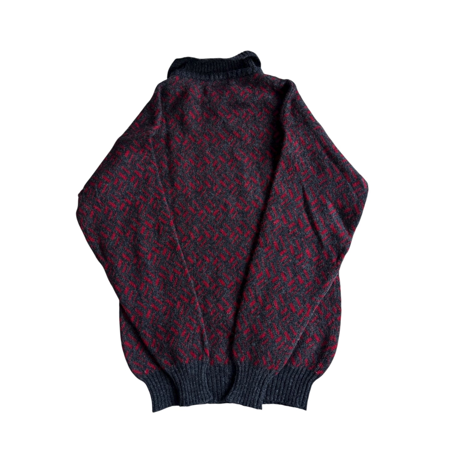 🧶 Pulover Vintage Benetton cu pattern și guler contrastant / Mărime 46 (S) - anbracaminte