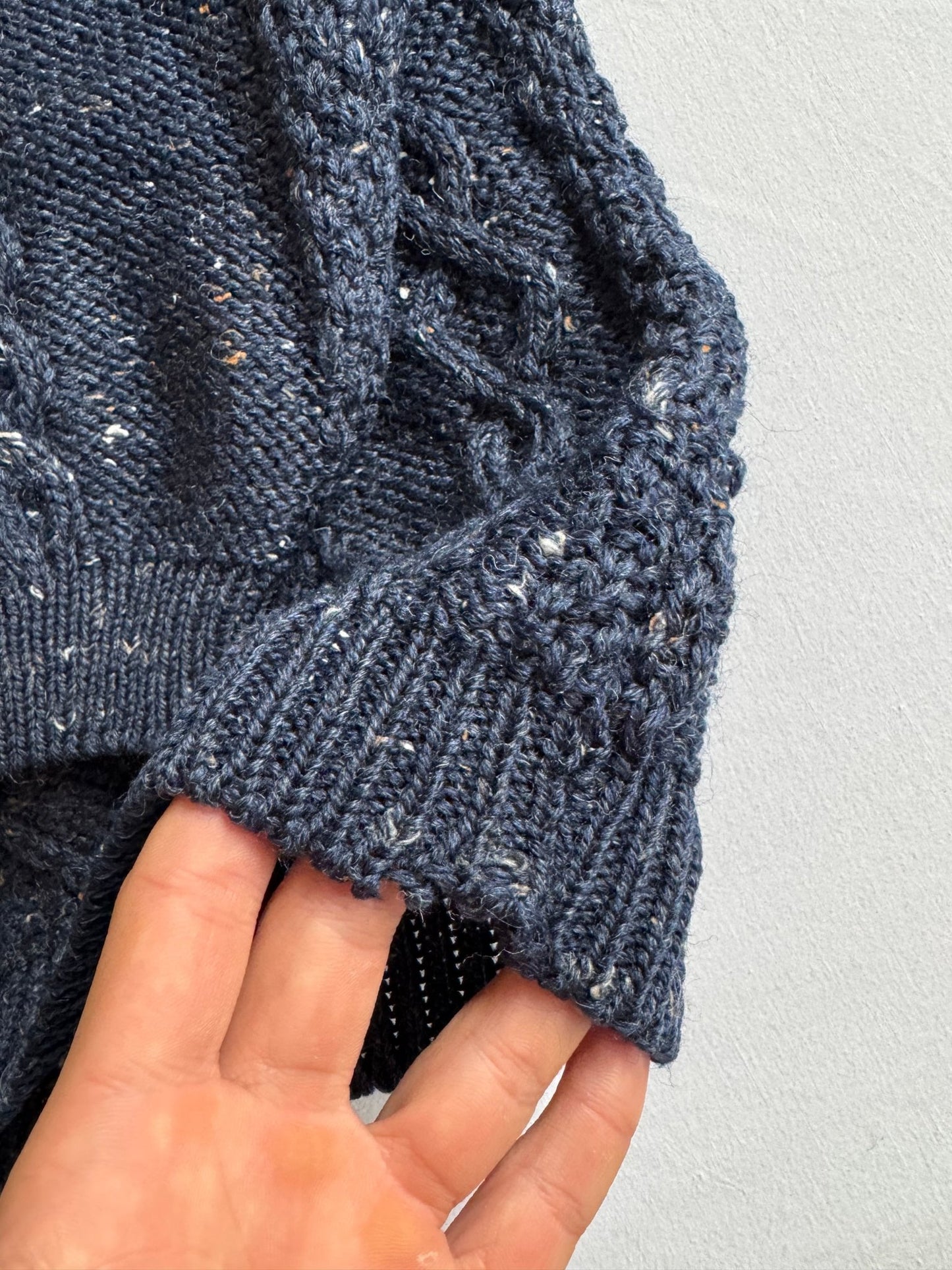 🧶 Pulover Vintage Bleumarin Cable Knit cu Broderie Golf – Mărime S (Boxy Fit) - anbracaminte