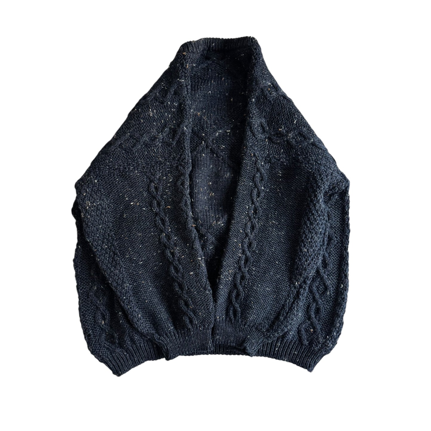 🧶 Pulover Vintage Bleumarin Cable Knit cu Broderie Golf – Mărime S (Boxy Fit) - anbracaminte