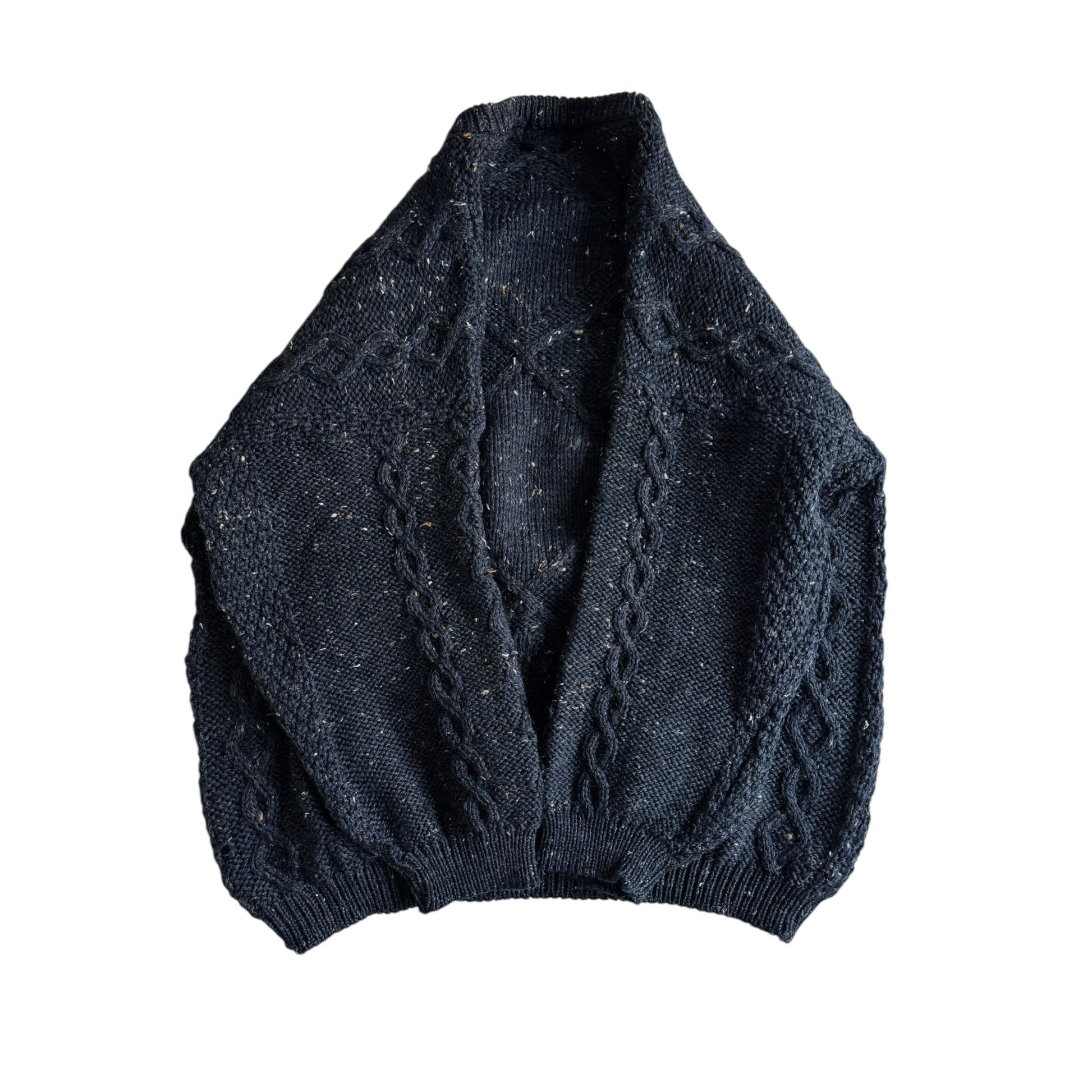 🧶 Pulover Vintage Bleumarin Cable Knit cu Broderie Golf – Mărime S (Boxy Fit) - anbracaminte