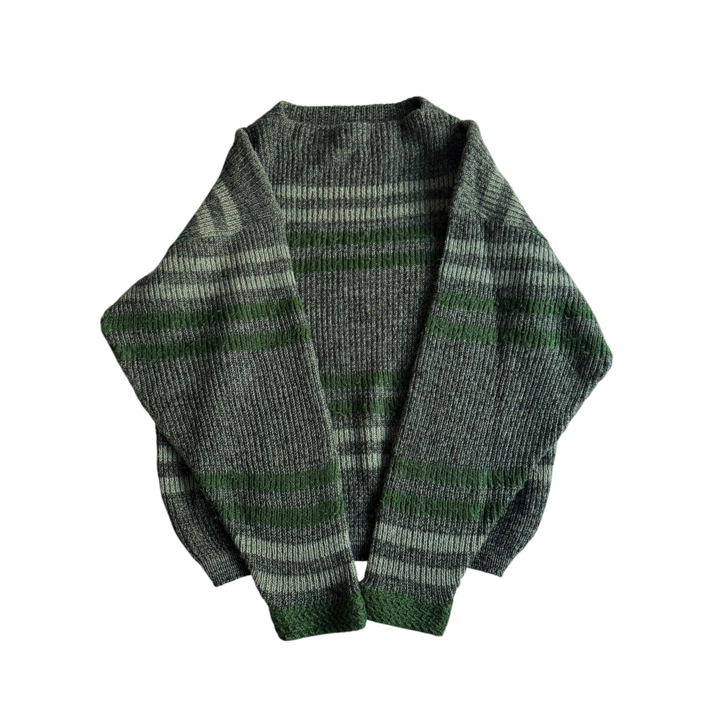 🧶 Pulover Vintage Boneville Verde cu Dungi / Early 80’s Archival Piece / Massimo Osti Era (Mărime L) - anbracaminte