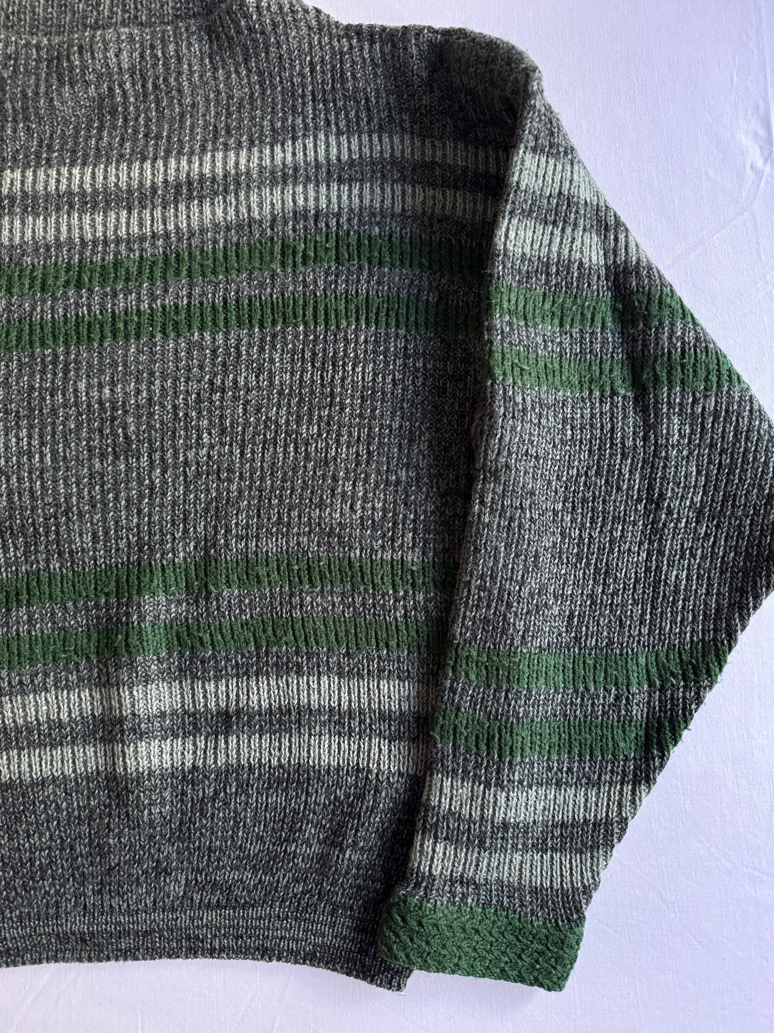 🧶 Pulover Vintage Boneville Verde cu Dungi / Early 80’s Archival Piece / Massimo Osti Era (Mărime L) - anbracaminte