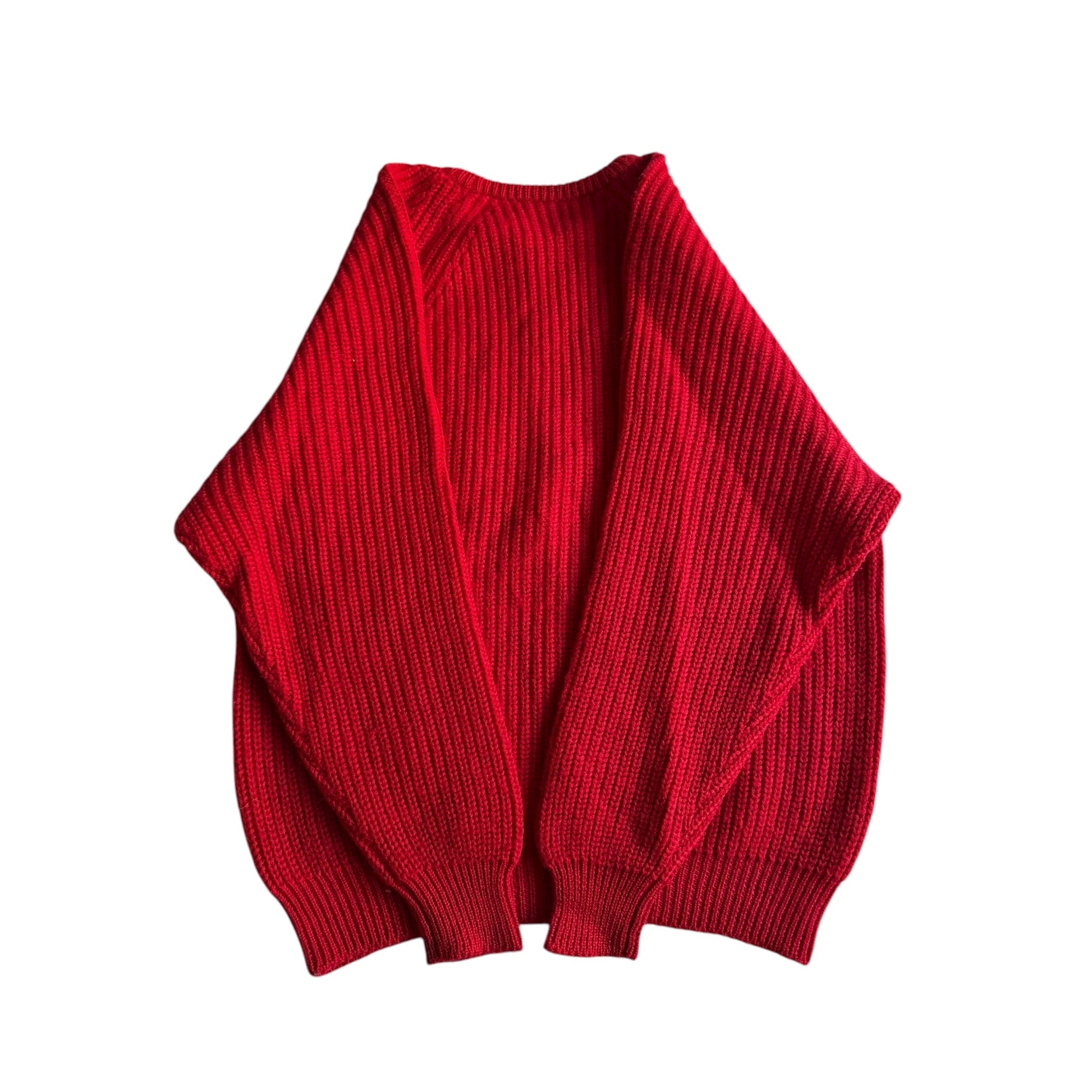 🧶 Pulover Vintage Bright Red / Fisherman Knit (Mărime aproximativă L - XL) - anbracaminte