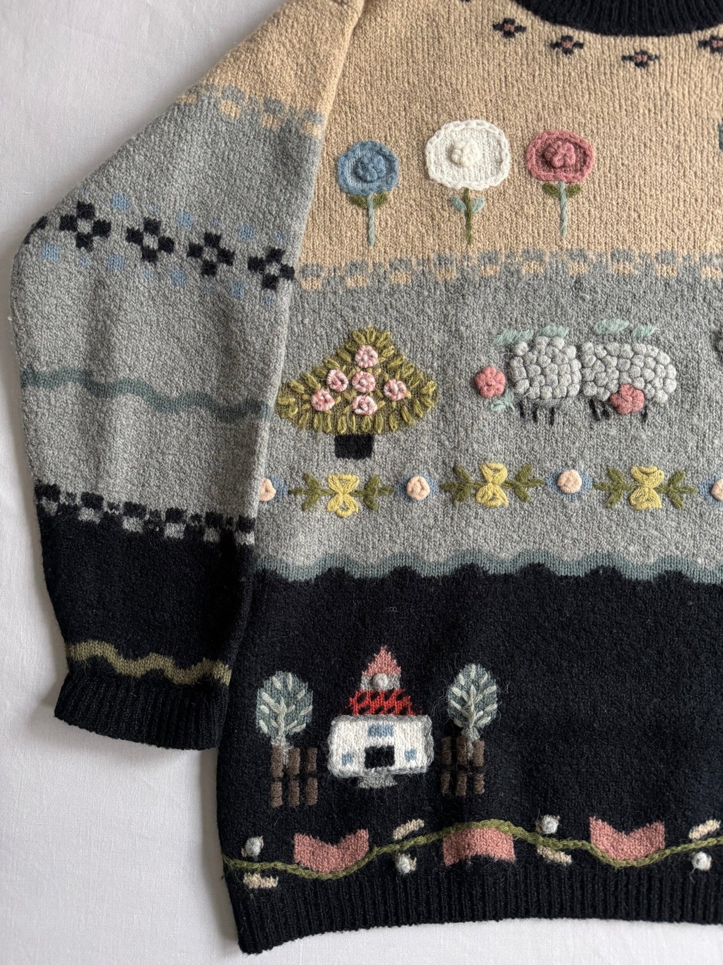🏡 Pulover vintage brodat – mărimea M femei - anbracaminte