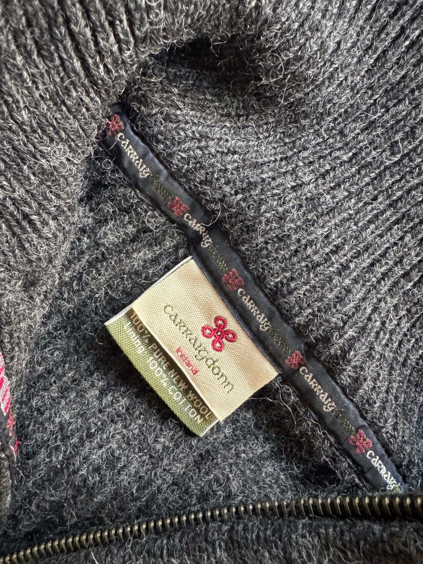 🧶 Pulover Vintage Caraig Donn Fisherman Quarter Zip / Dark Grey (Mărime XXL) - anbracaminte