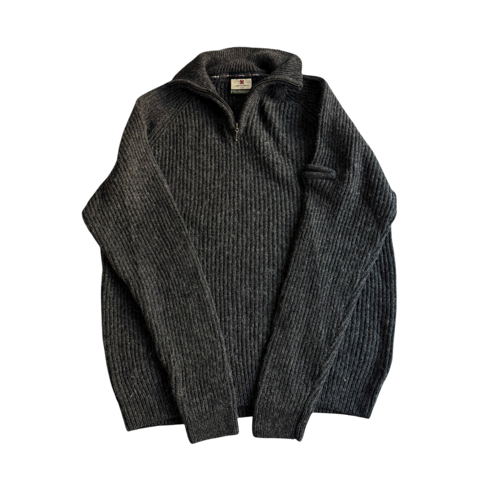 🧶 Pulover Vintage Caraig Donn Fisherman Quarter Zip / Dark Grey (Mărime XXL) - anbracaminte
