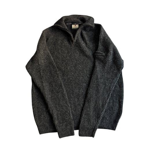 🧶 Pulover Vintage Caraig Donn Fisherman Quarter Zip / Dark Grey (Mărime XXL) - anbracaminte