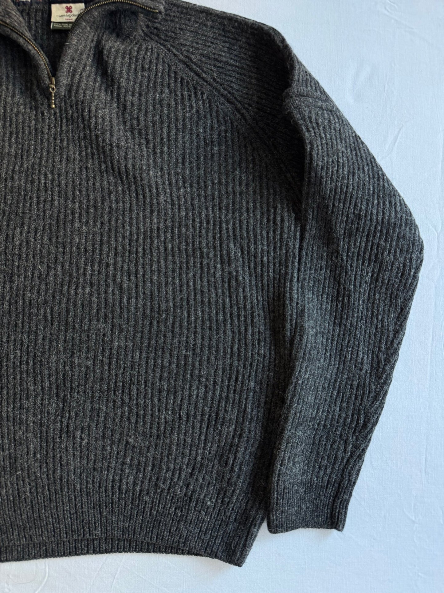 🧶 Pulover Vintage Caraig Donn Fisherman Quarter Zip / Dark Grey (Mărime XXL) - anbracaminte
