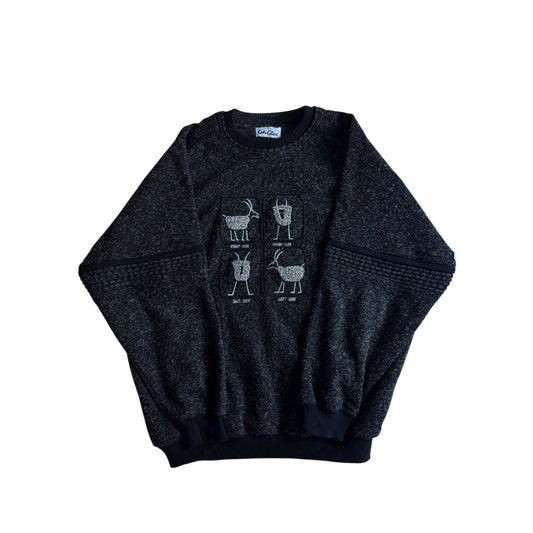 🧶 Pulover Vintage Carlo Colucci cu broderie capră / Gri închis (Mărime XL) - anbracaminte