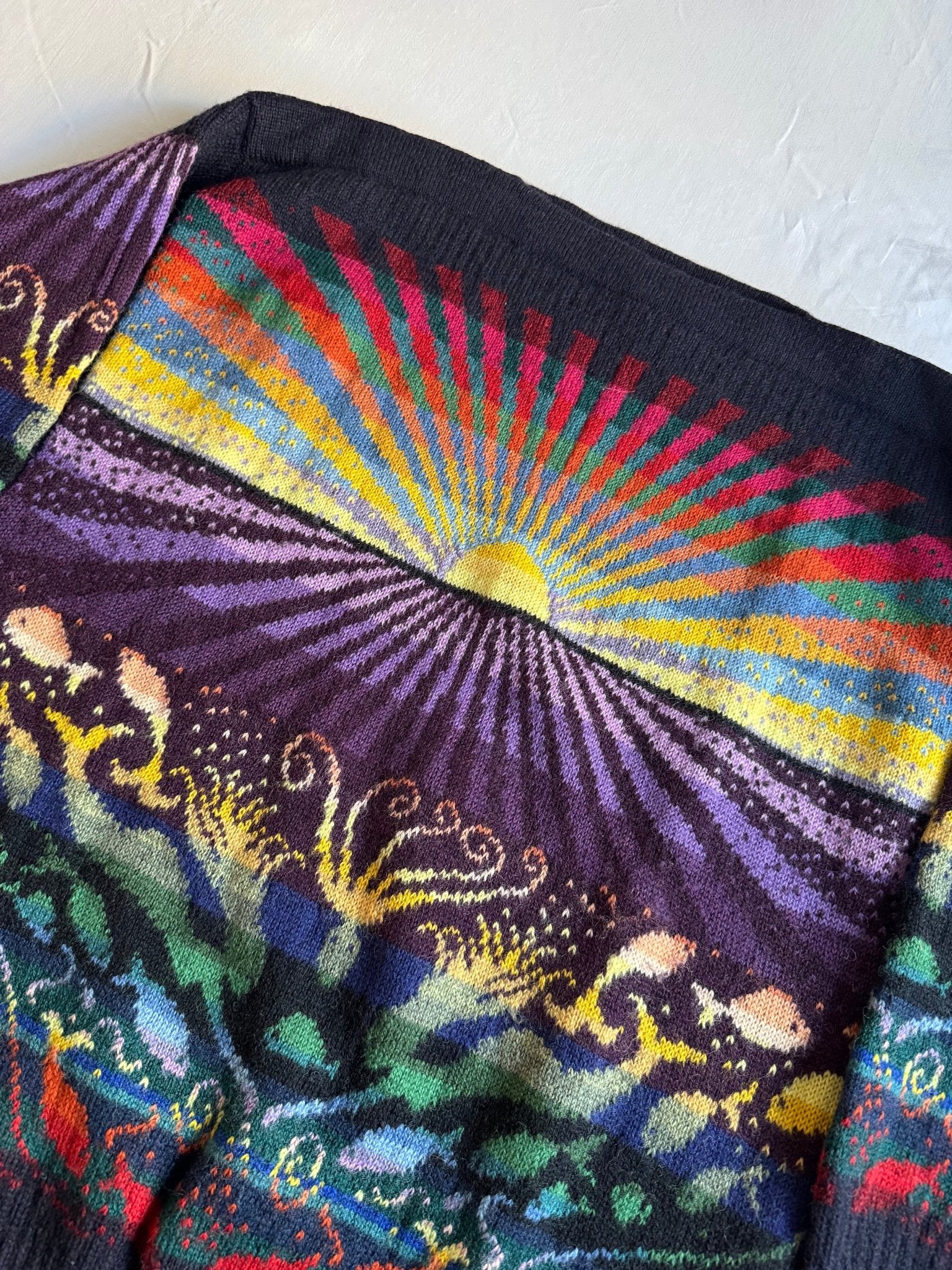 🧶 Pulover Vintage Crazy Pattern / 100% Lână (Mărime M) - anbracaminte
