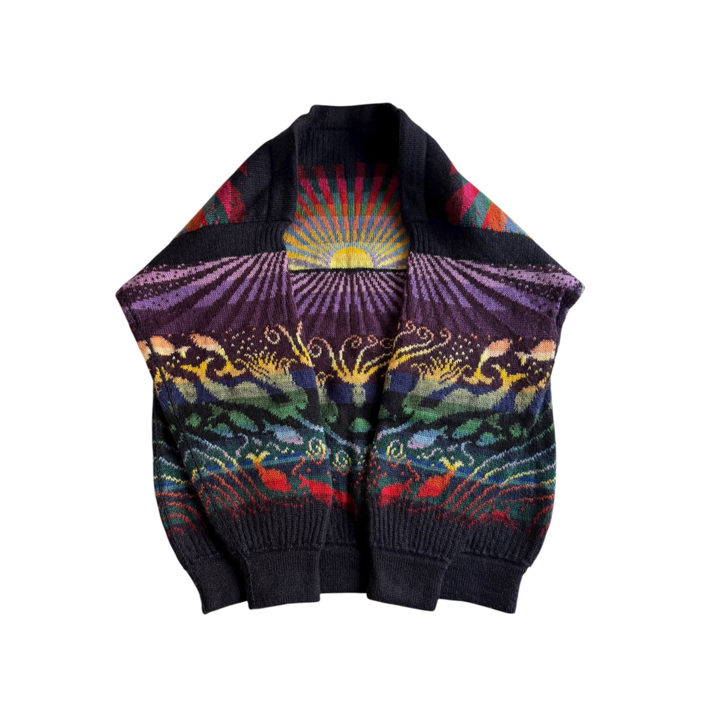 🧶 Pulover Vintage Crazy Pattern / 100% Lână (Mărime M) - anbracaminte