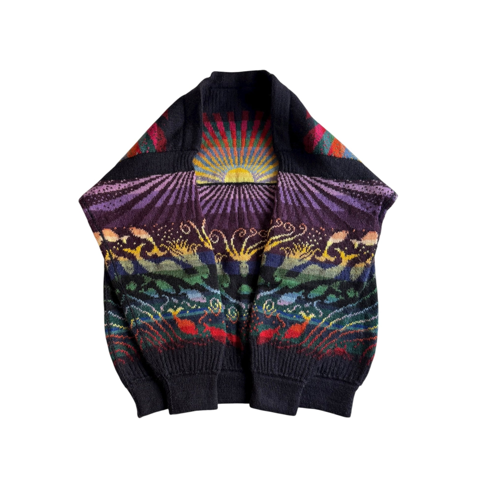 🧶 Pulover Vintage Crazy Pattern / 100% Lână (Mărime M) - anbracaminte