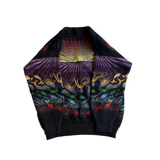 🧶 Pulover Vintage Crazy Pattern / 100% Lână (Mărime M) - anbracaminte