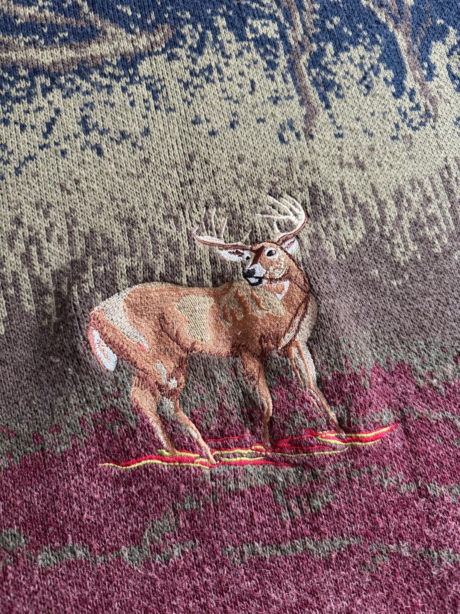🦌 Pulover Vintage cu Broderie Căprioară – Mărimea L (fit oversized) - anbracaminte