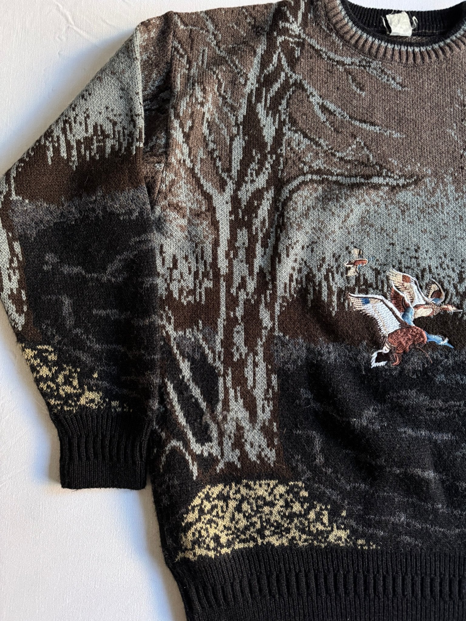 🦆 Pulover Vintage cu Broderie Rață (Mărime M) - anbracaminte