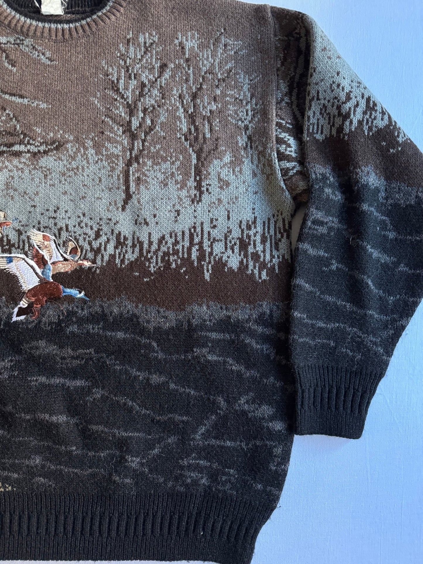 🦆 Pulover Vintage cu Broderie Rață (Mărime M) - anbracaminte