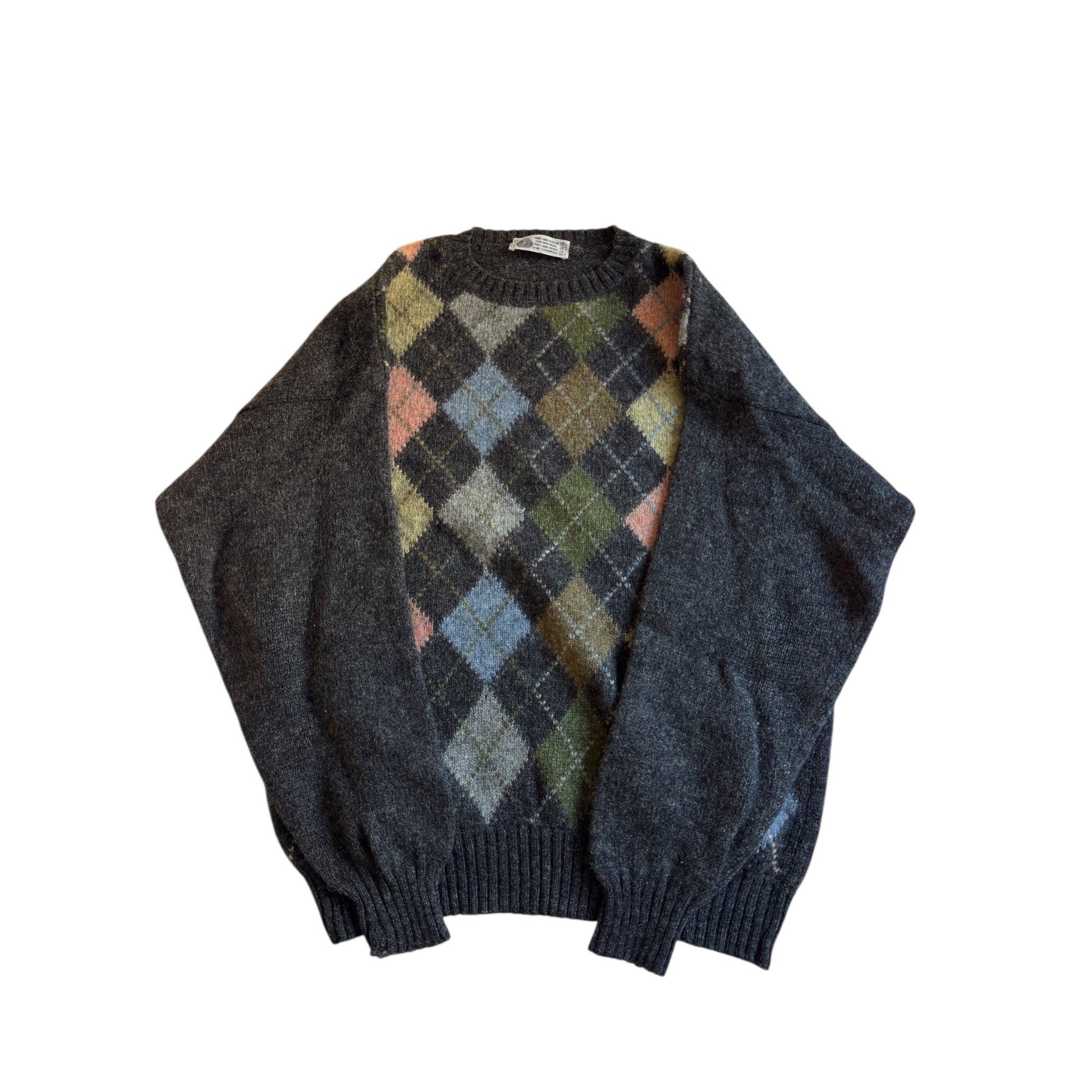🧶 Pulover vintage cu model argyle – mărimea L (Made in Italy) - anbracaminte
