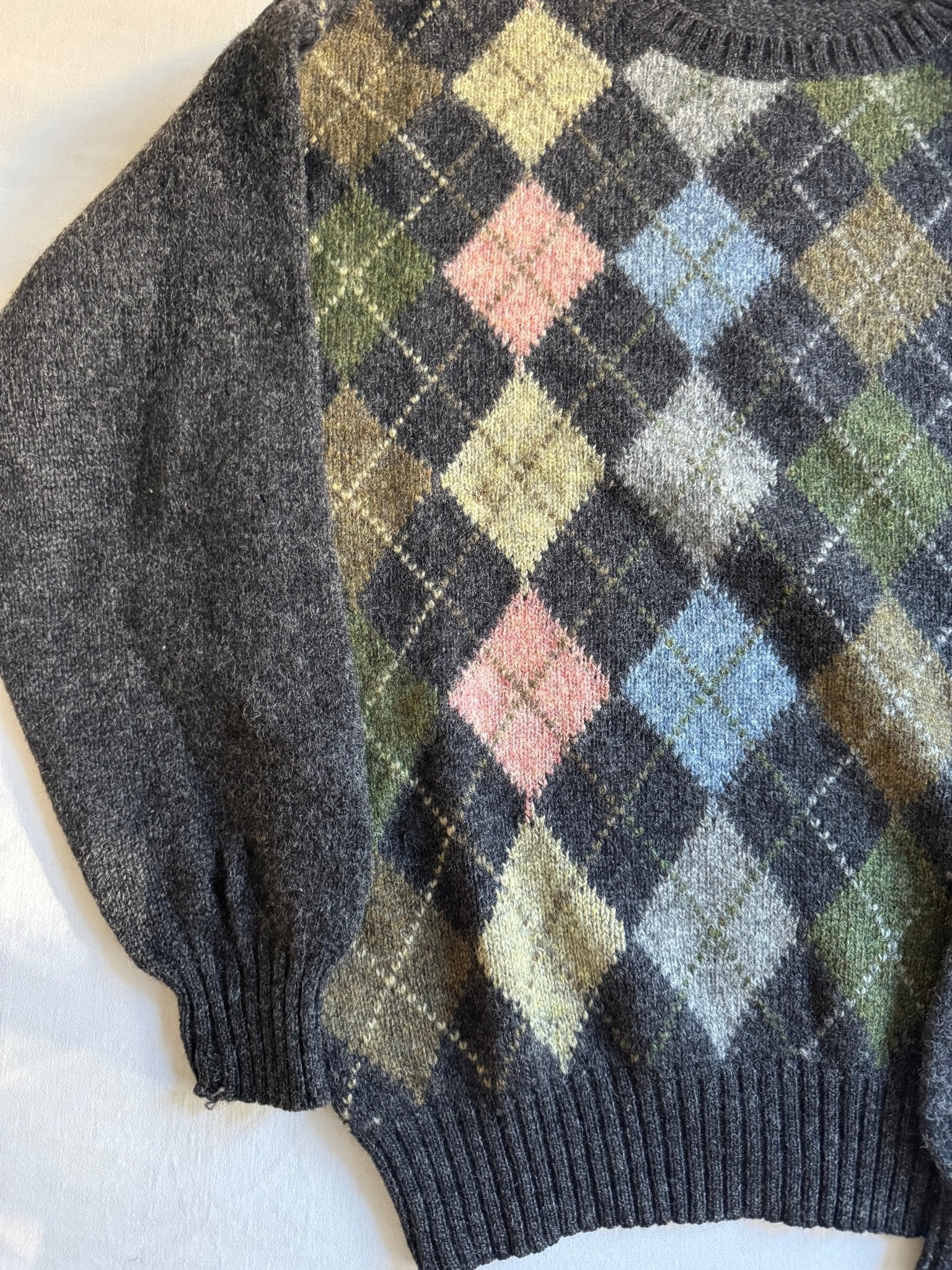 🧶 Pulover vintage cu model argyle – mărimea L (Made in Italy) - anbracaminte