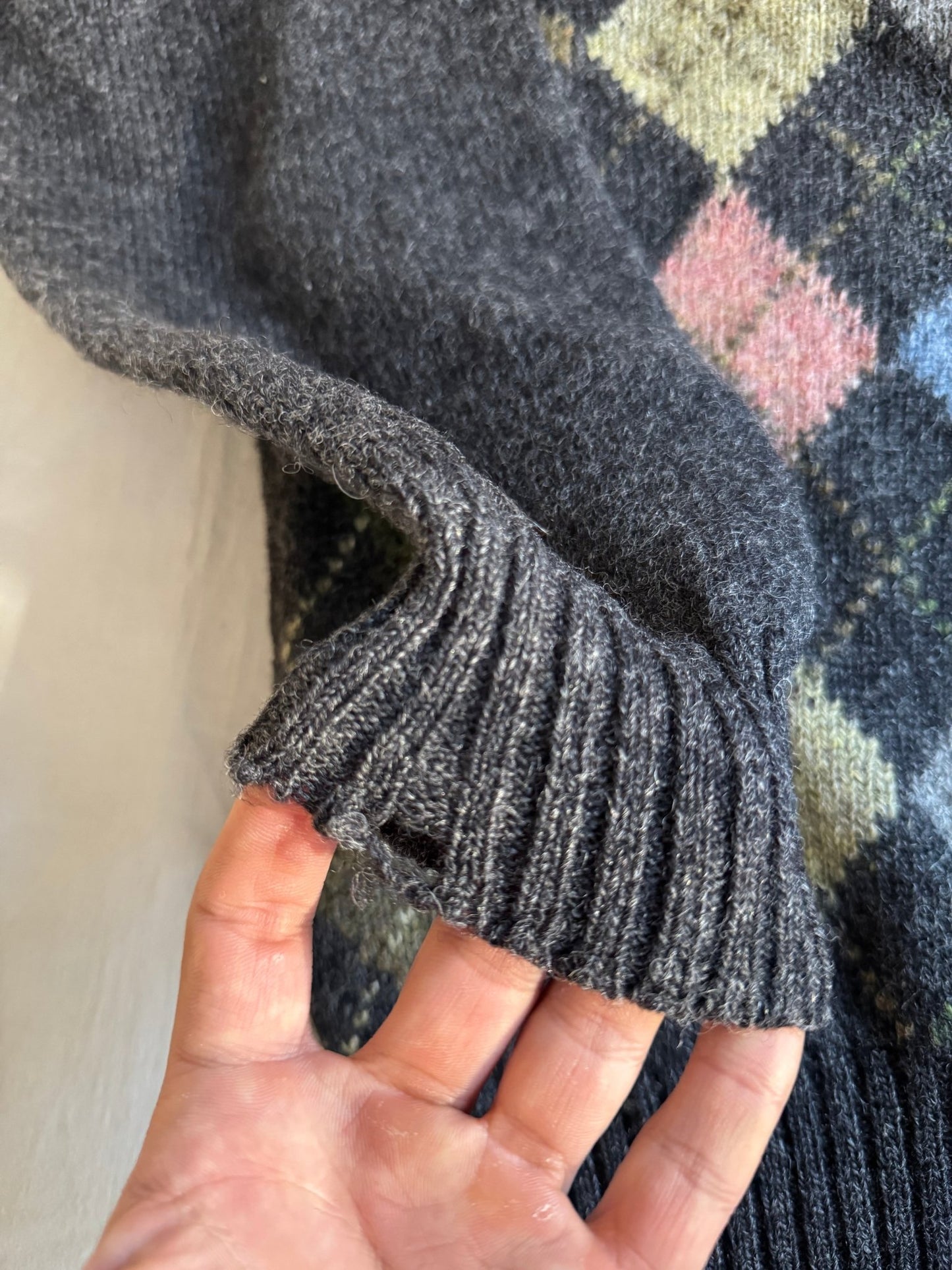 🧶 Pulover vintage cu model argyle – mărimea L (Made in Italy) - anbracaminte