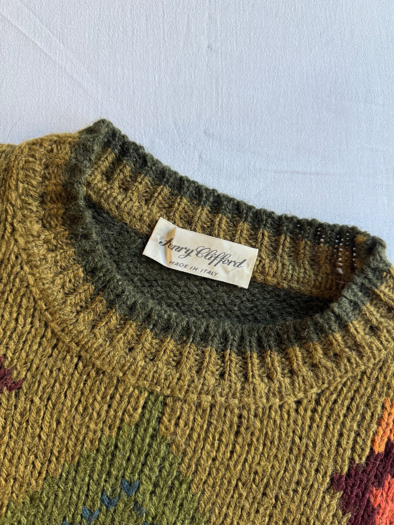 🧶 Pulover Vintage cu model Argyle Verde Închis / Tricot Italian (Mărime L) - anbracaminte