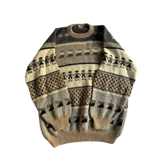 🧍‍♂️ Pulover Vintage cu Model Etnic / Mix Alpaca & Lână (Mărime M) - anbracaminte